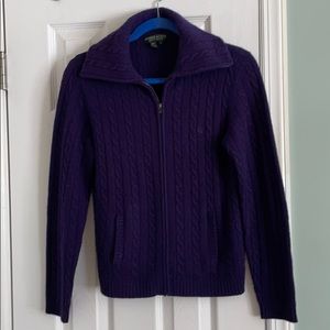 Lauren Active cable knit zip cardi